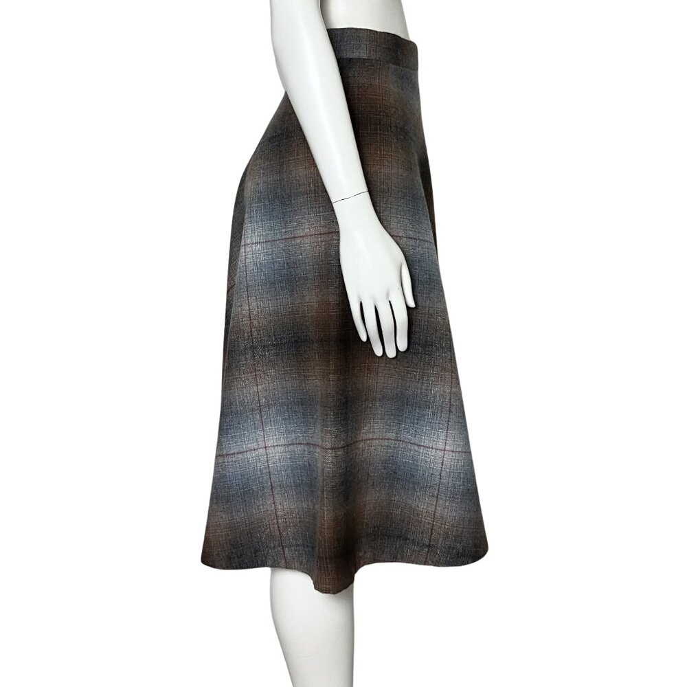Vintage 70s Wool Blend Plaid A Line Midi Skirt. XS 26" 11. Dark Academia Preppy - Picture 6 of 12